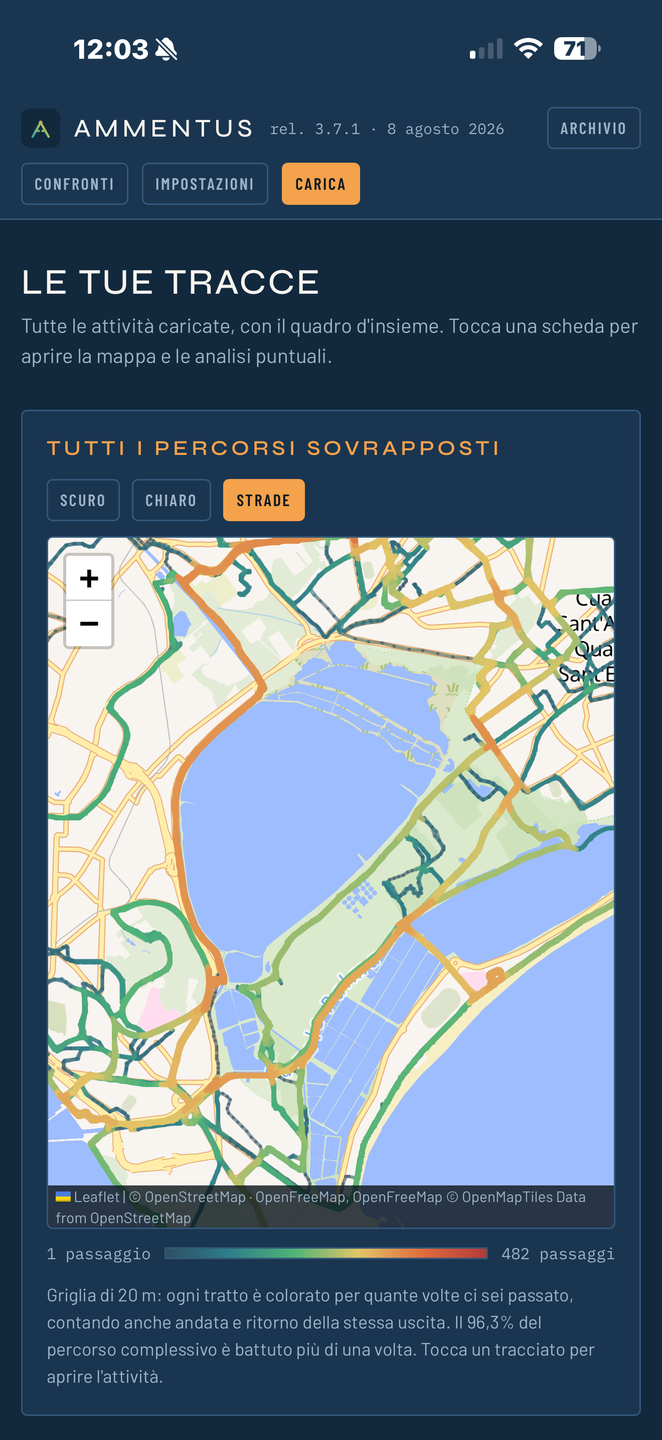Das Archiv con tutte le tracce sovrapposte